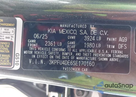 2025 Kia K4 Ex from USA, damaged, VIN 3KPFU4DE6SE170160
